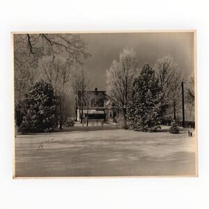 Vintage Original Photo Winter Snowy Landscape House Homestead Trees Snow